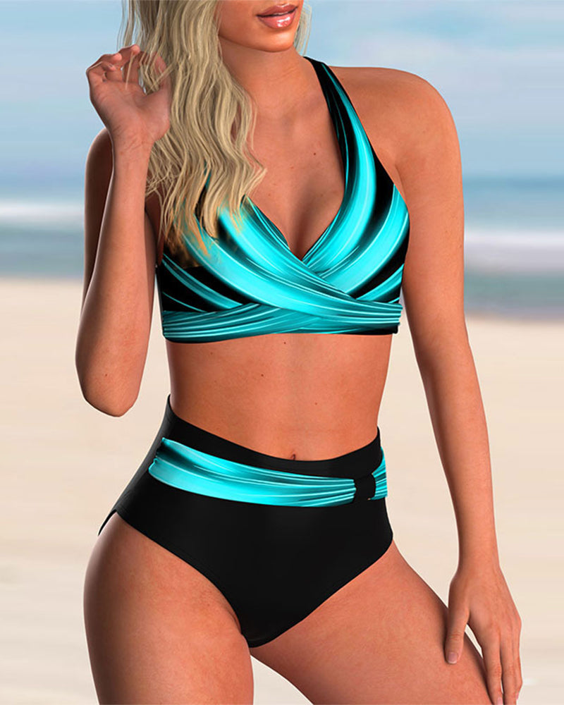 Amalia - Bikini Set con Scollo a V Incrociato e Stampa