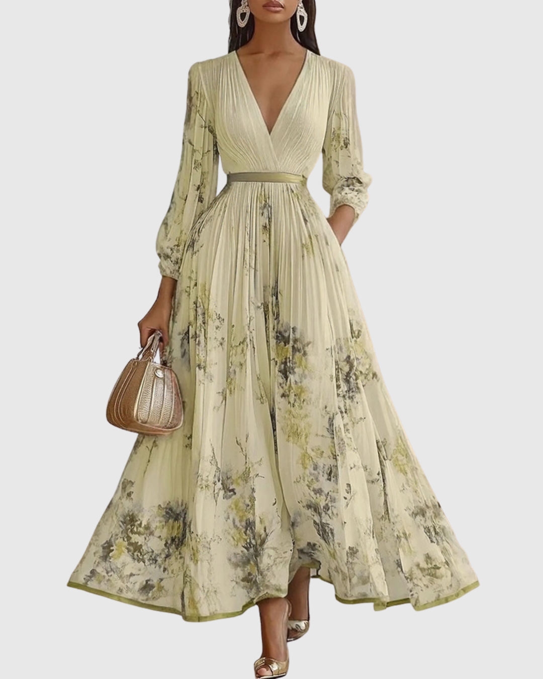 CHIARA - Elegante vestito lungo plissettato
