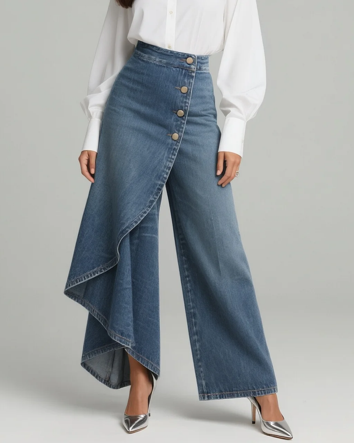 Aurora - Pantaloni denim con laccetti