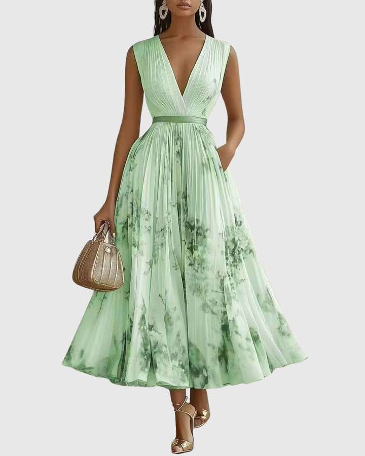 CHIARA - Elegante vestito lungo plissettato