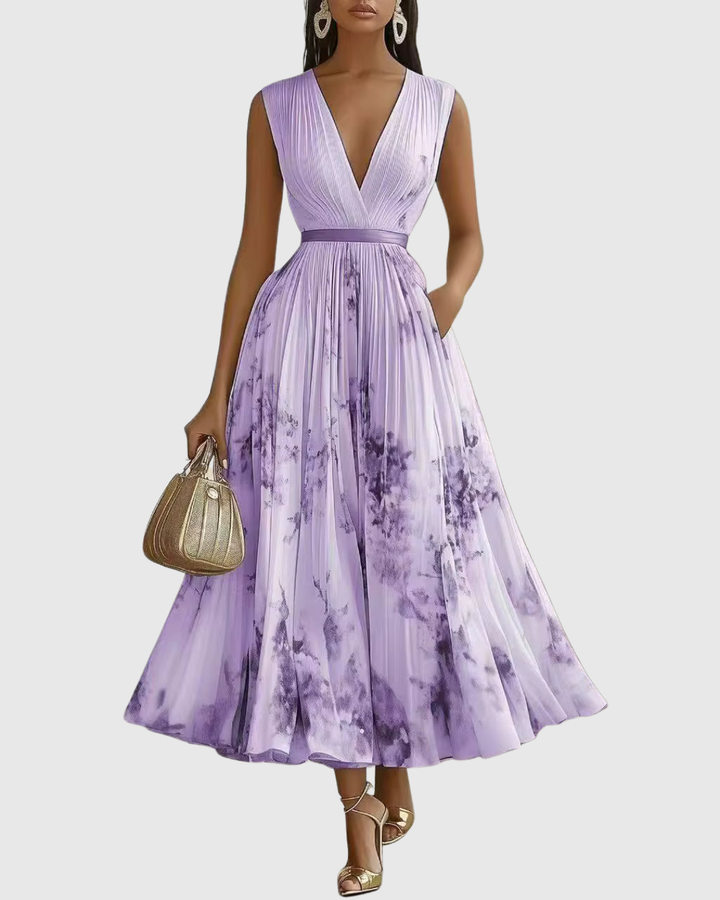 CHIARA - Elegante vestito lungo plissettato