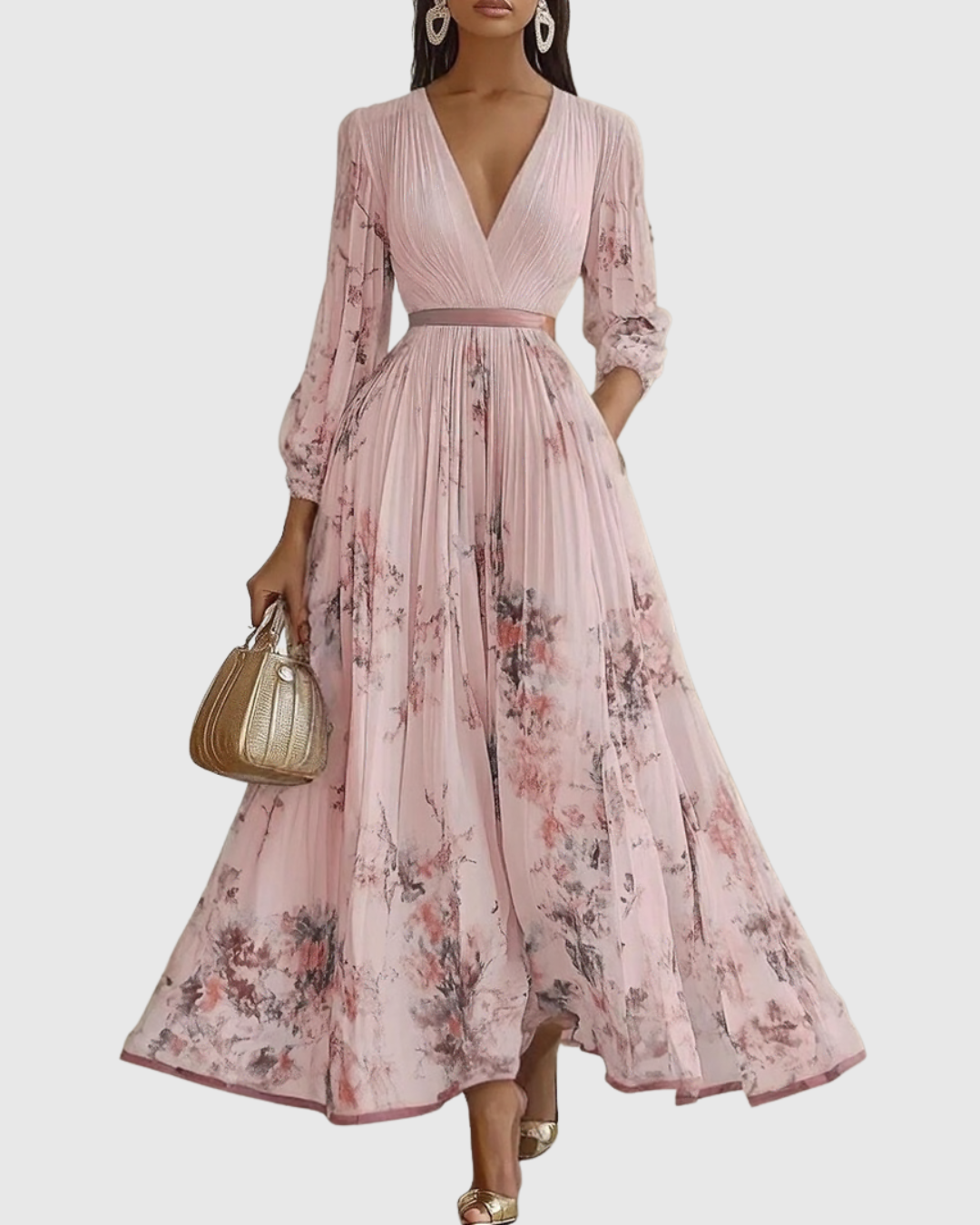 CHIARA - Elegante vestito lungo plissettato