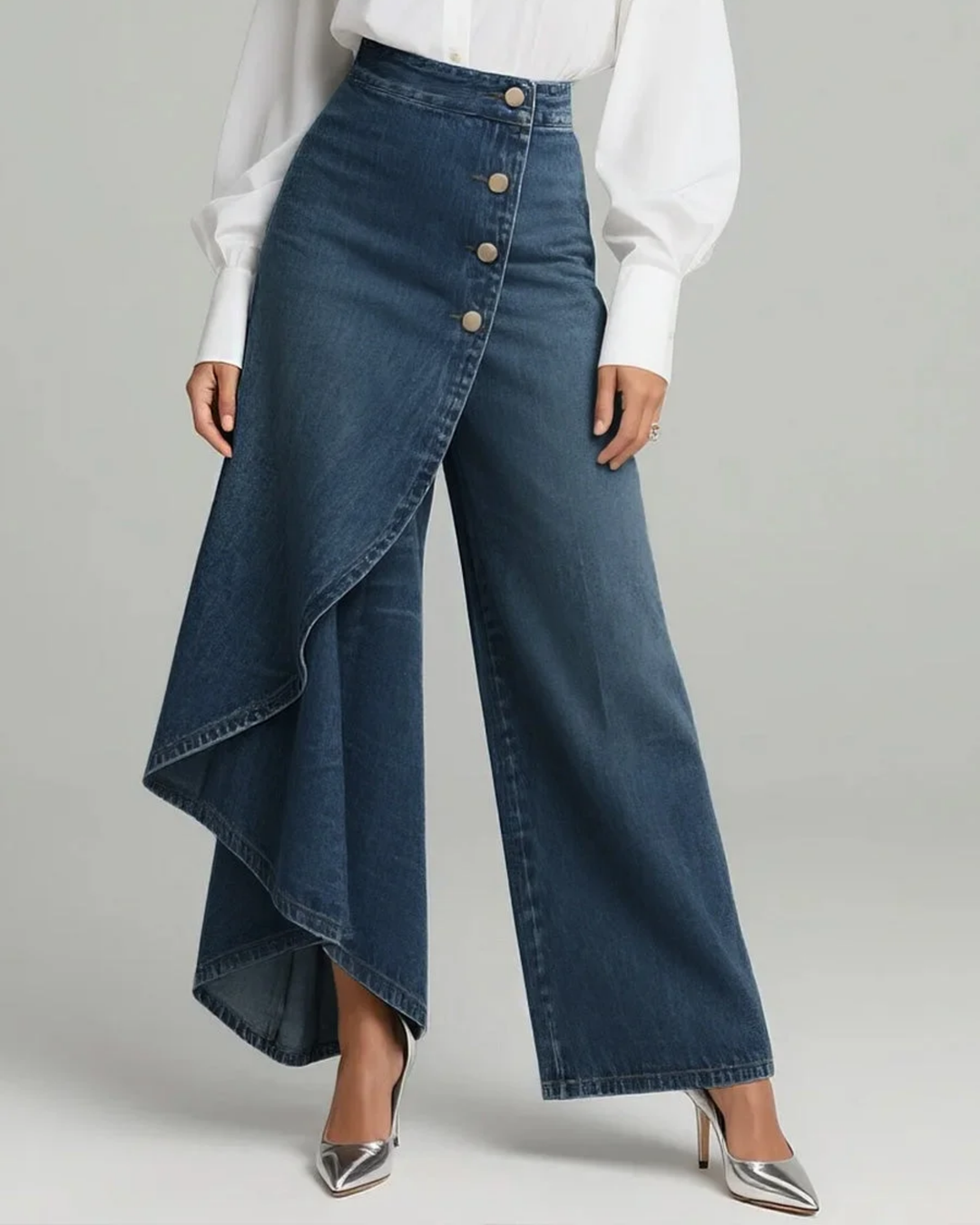 Aurora - Pantaloni denim con laccetti