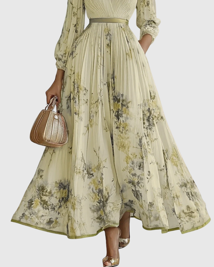 CHIARA - Elegante vestito lungo plissettato