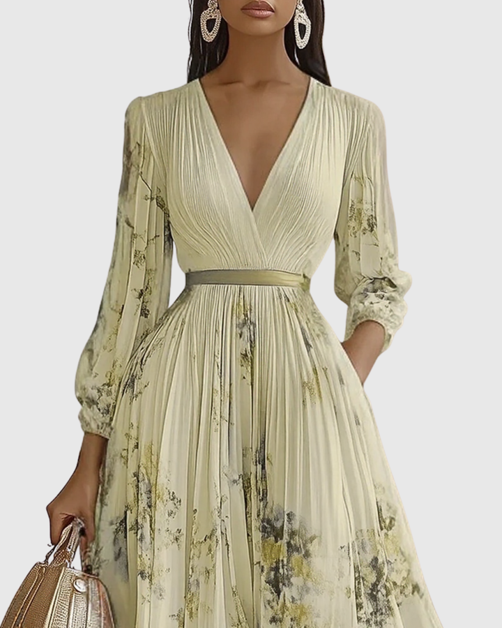 CHIARA - Elegante vestito lungo plissettato