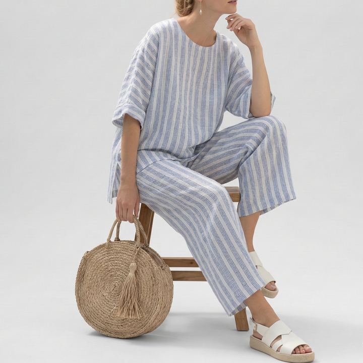 Chiara™ - Abito in Lino a Righe