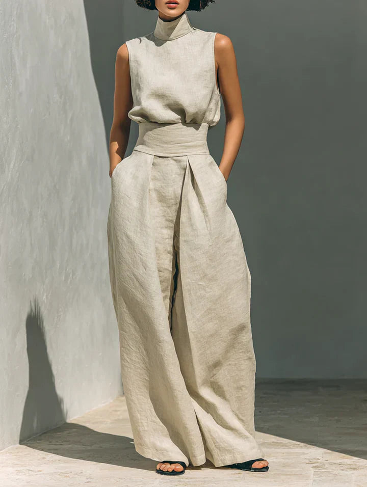 Aurora - Insieme Minimalista con Top Senza Maniche e Pantalone a Gamba Larga