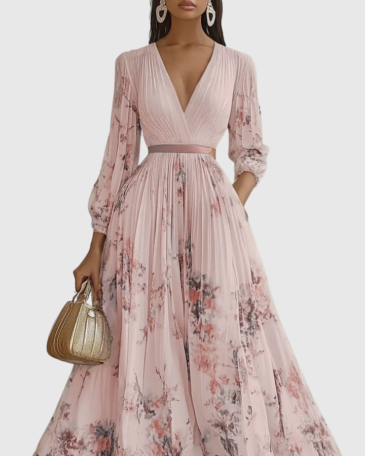 CHIARA - Elegante vestito lungo plissettato