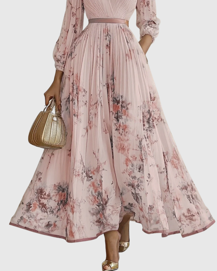 CHIARA - Elegante vestito lungo plissettato