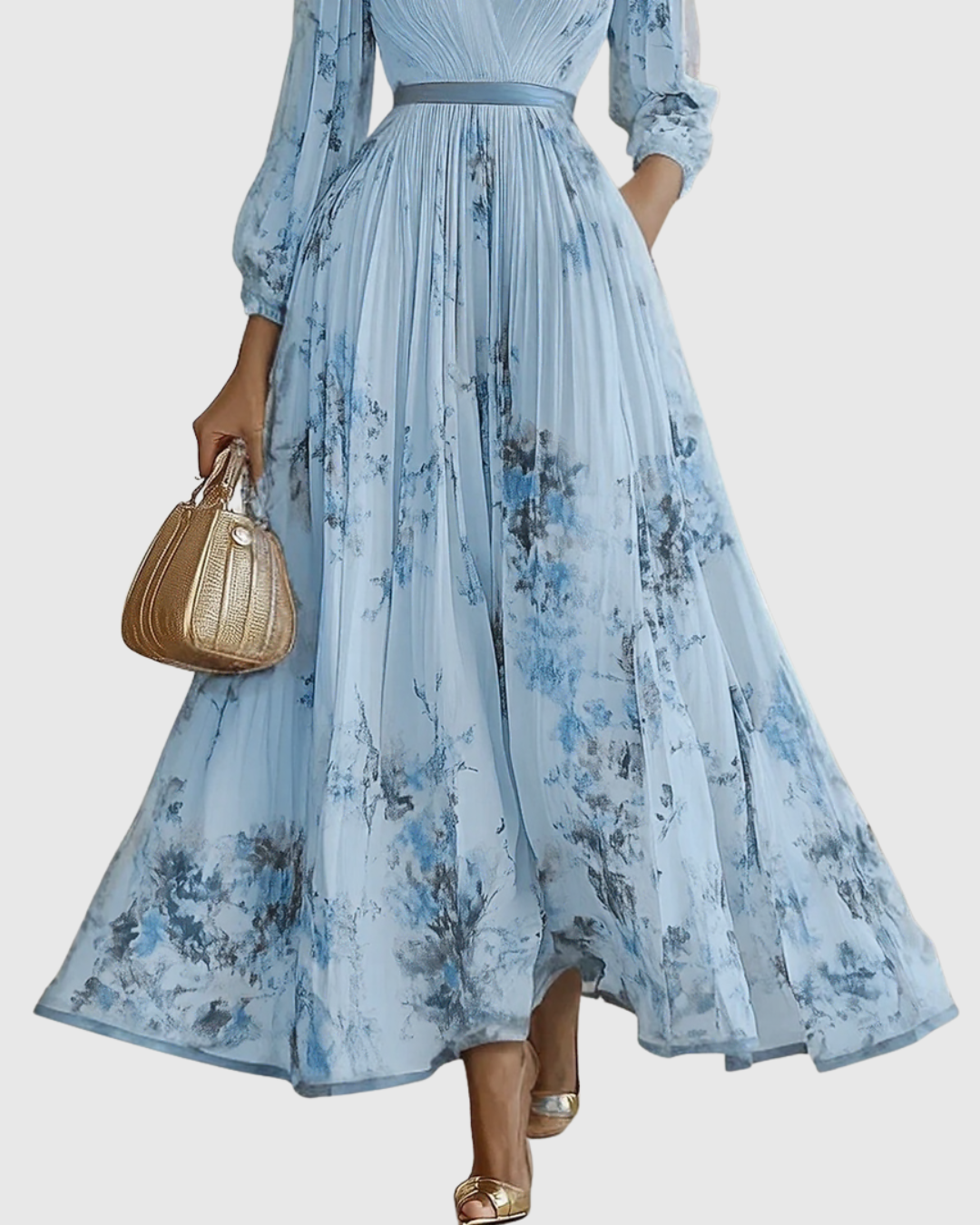 CHIARA - Elegante vestito lungo plissettato