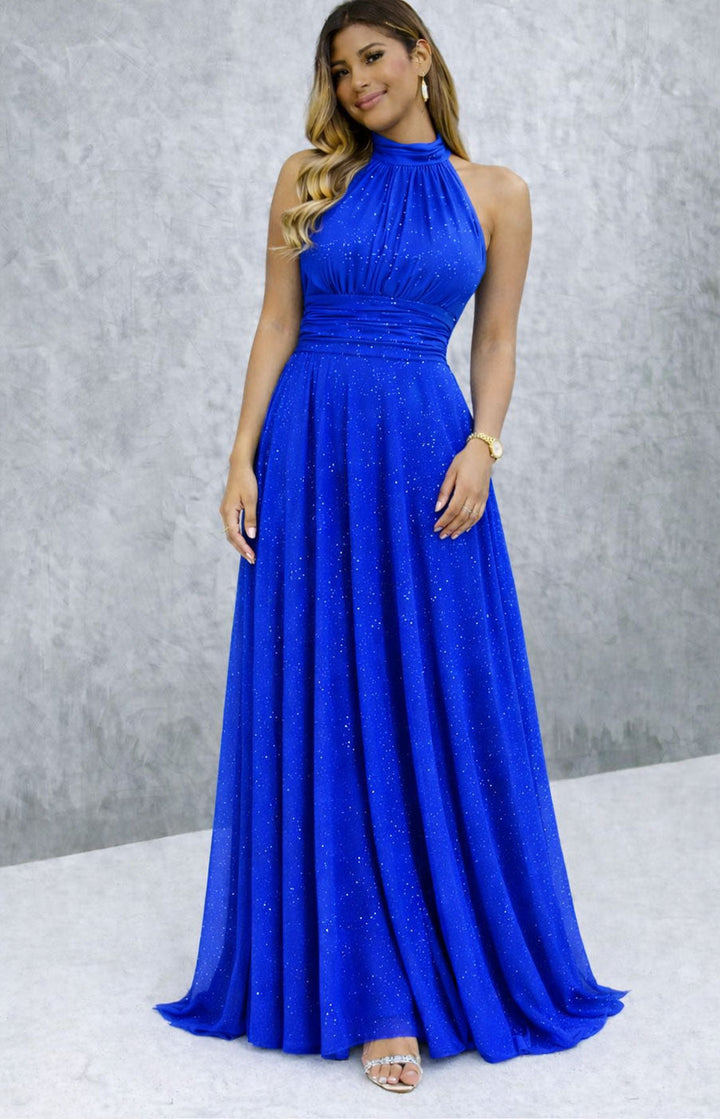 Abito Lungo Elegante da Cerimonia Scintillante, Scollo Americano, Vestito da Sera in 13 Colori