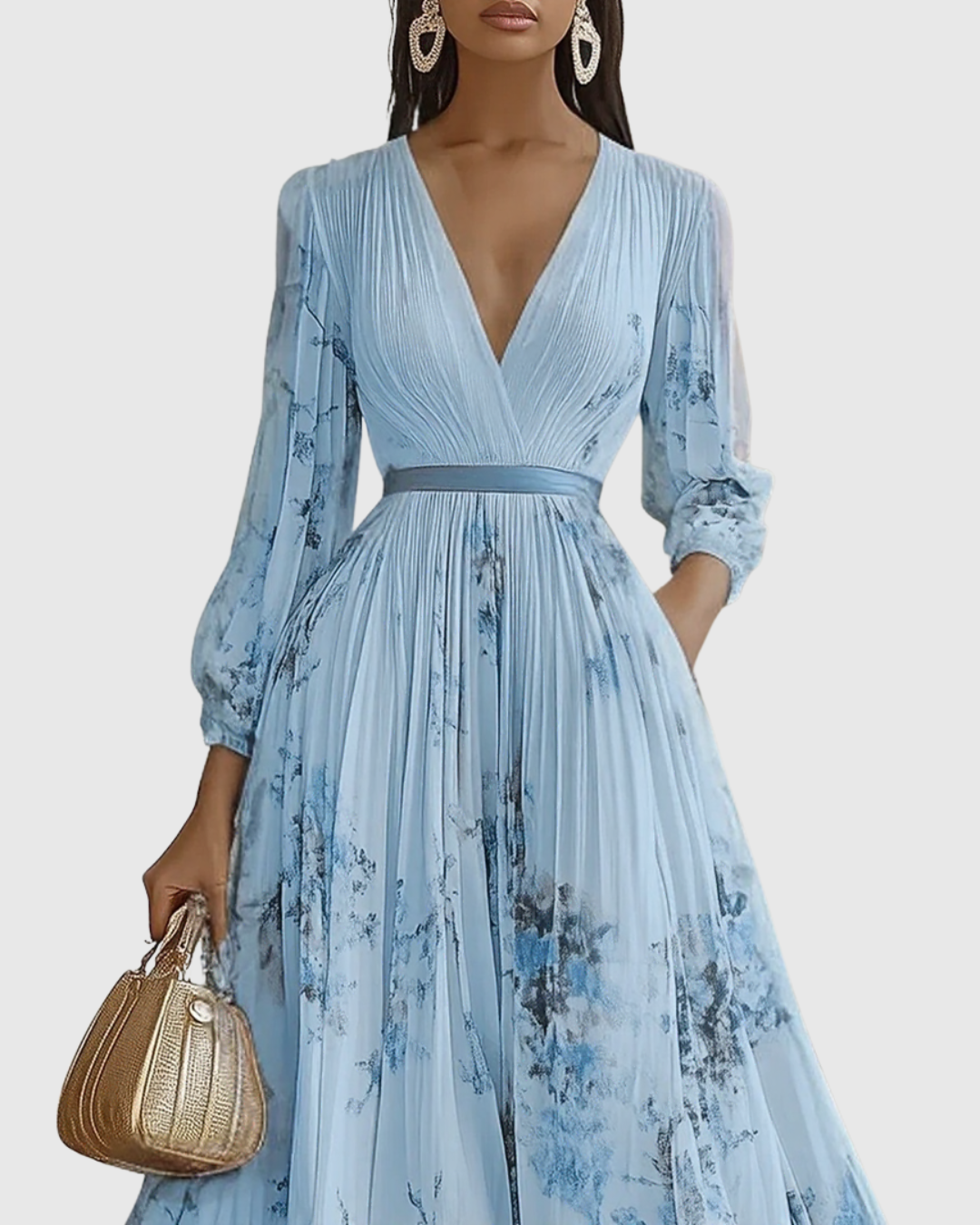 CHIARA - Elegante vestito lungo plissettato