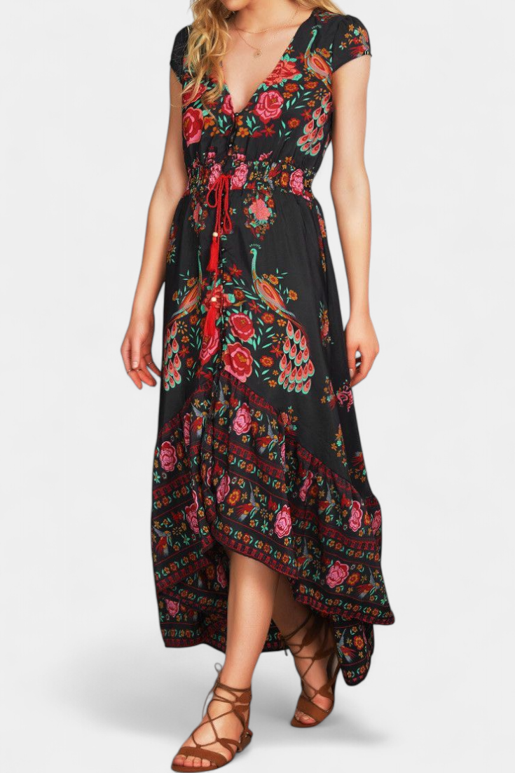 Clara™ | Abito Floreale con Scollo a V