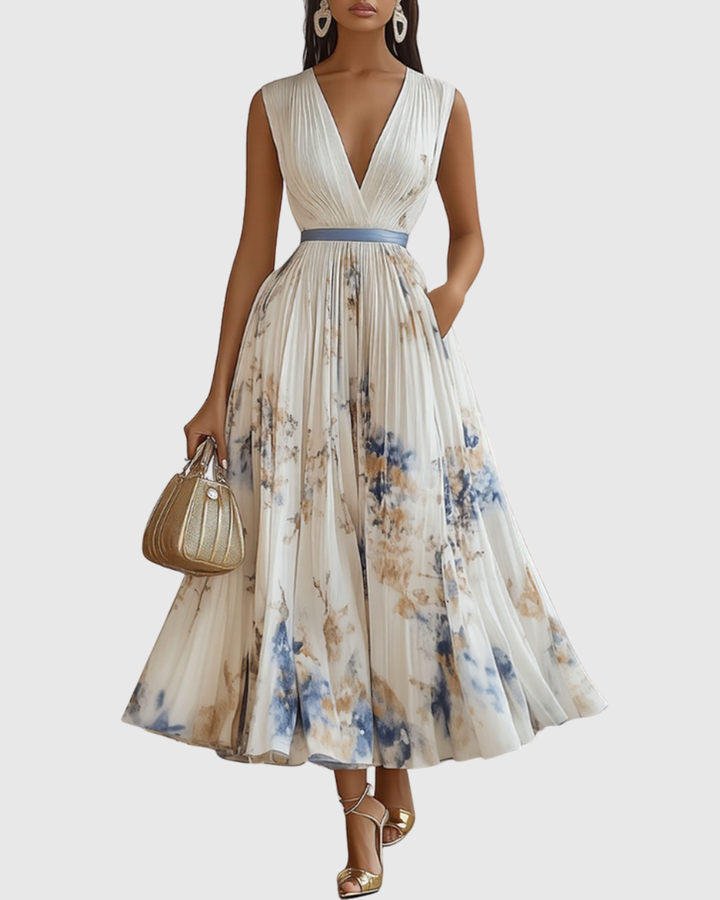 CHIARA - Elegante vestito lungo plissettato