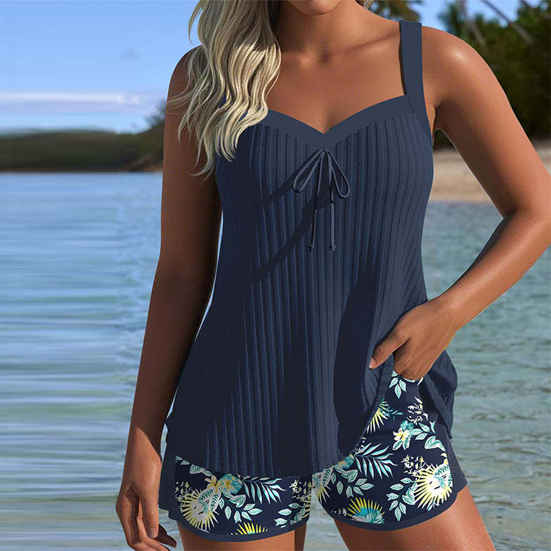 Agata - Tankini a Righe con Short da Spiaggia