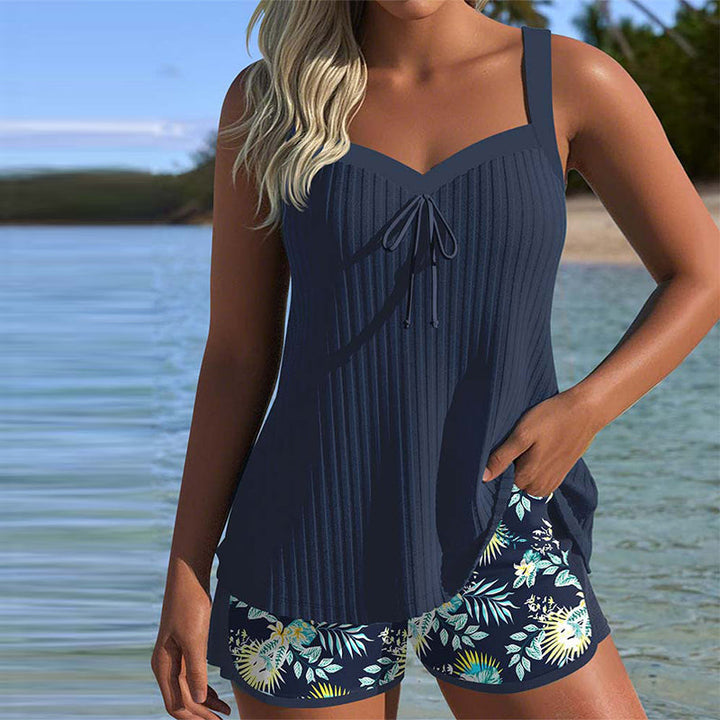 Agata - Tankini a Righe con Short da Spiaggia