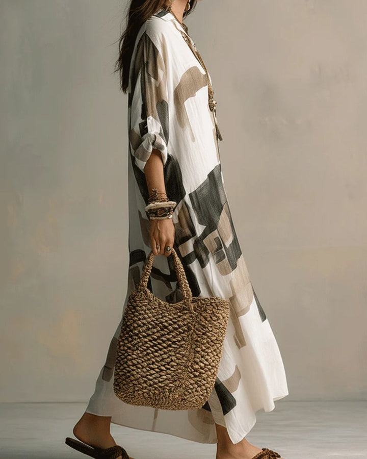 Beatrice - Camicia Lunga con Stampa Artistica