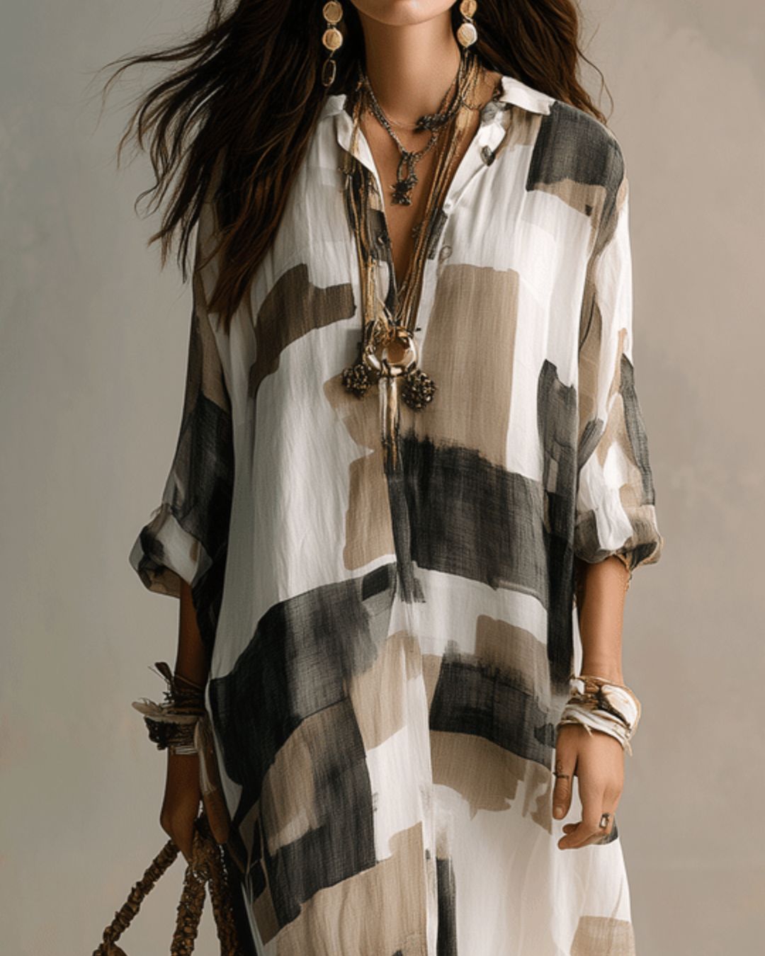 Beatrice™ | Camicia Lunga con Stampa Artistica