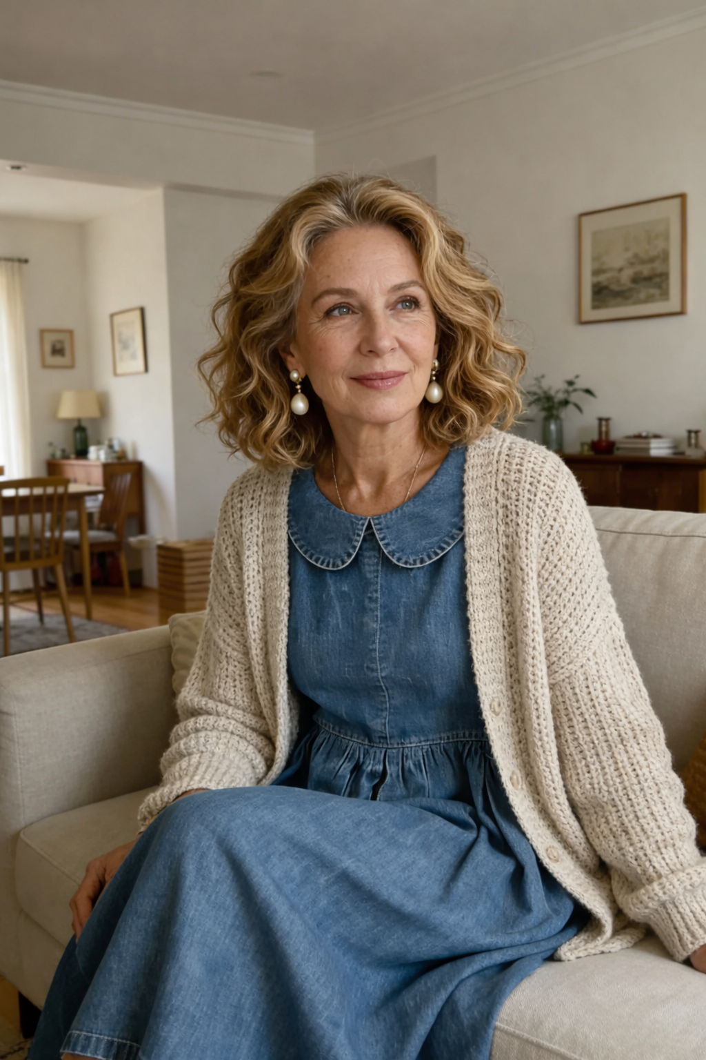 Claudia - Abito denim con colletto Peter Pan