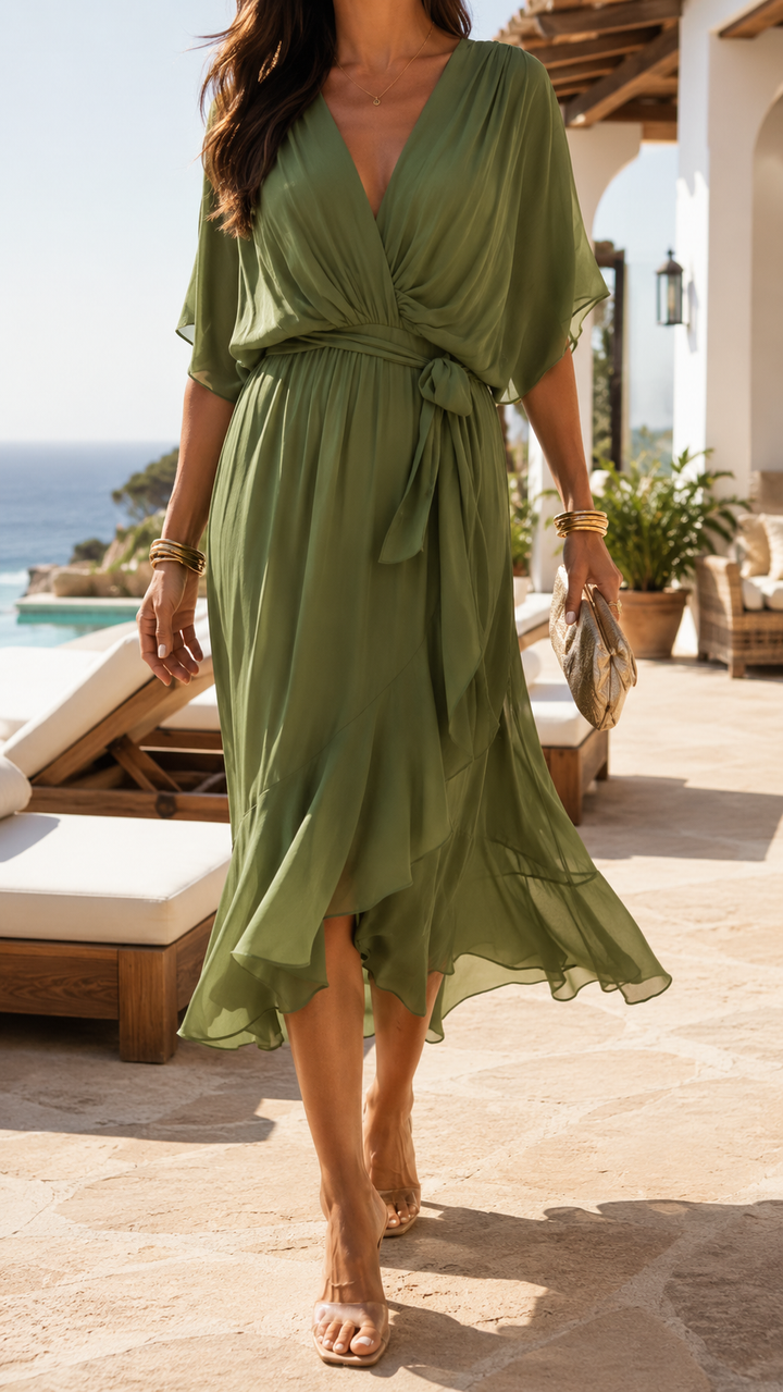 Calipso™ | Abito Maxi Fluido con Scollo a V