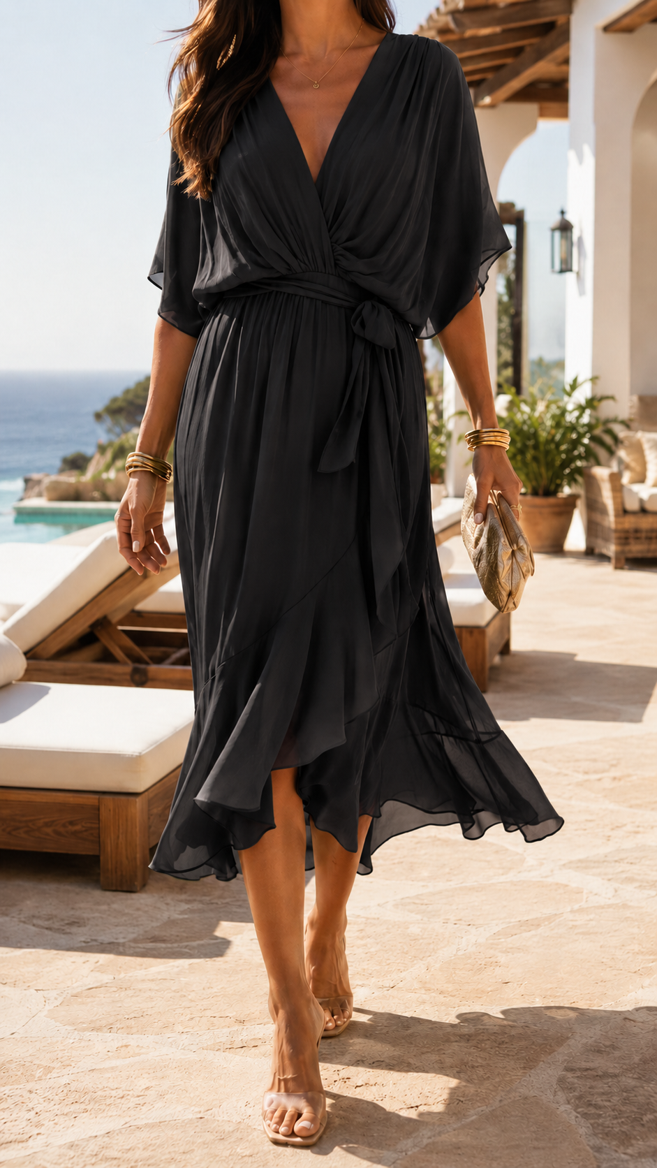 Calipso™ | Abito Maxi Fluido con Scollo a V