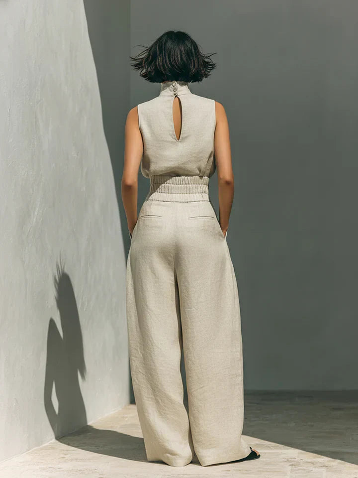Aurora - Insieme Minimalista con Top Senza Maniche e Pantalone a Gamba Larga