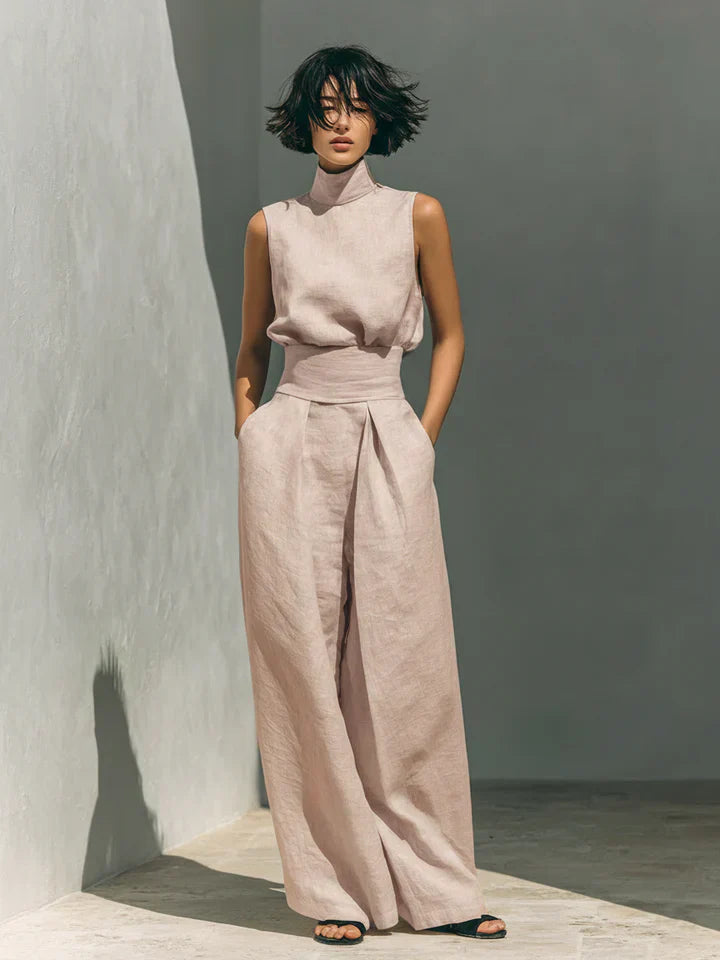 Aurora - Insieme Minimalista con Top Senza Maniche e Pantalone a Gamba Larga