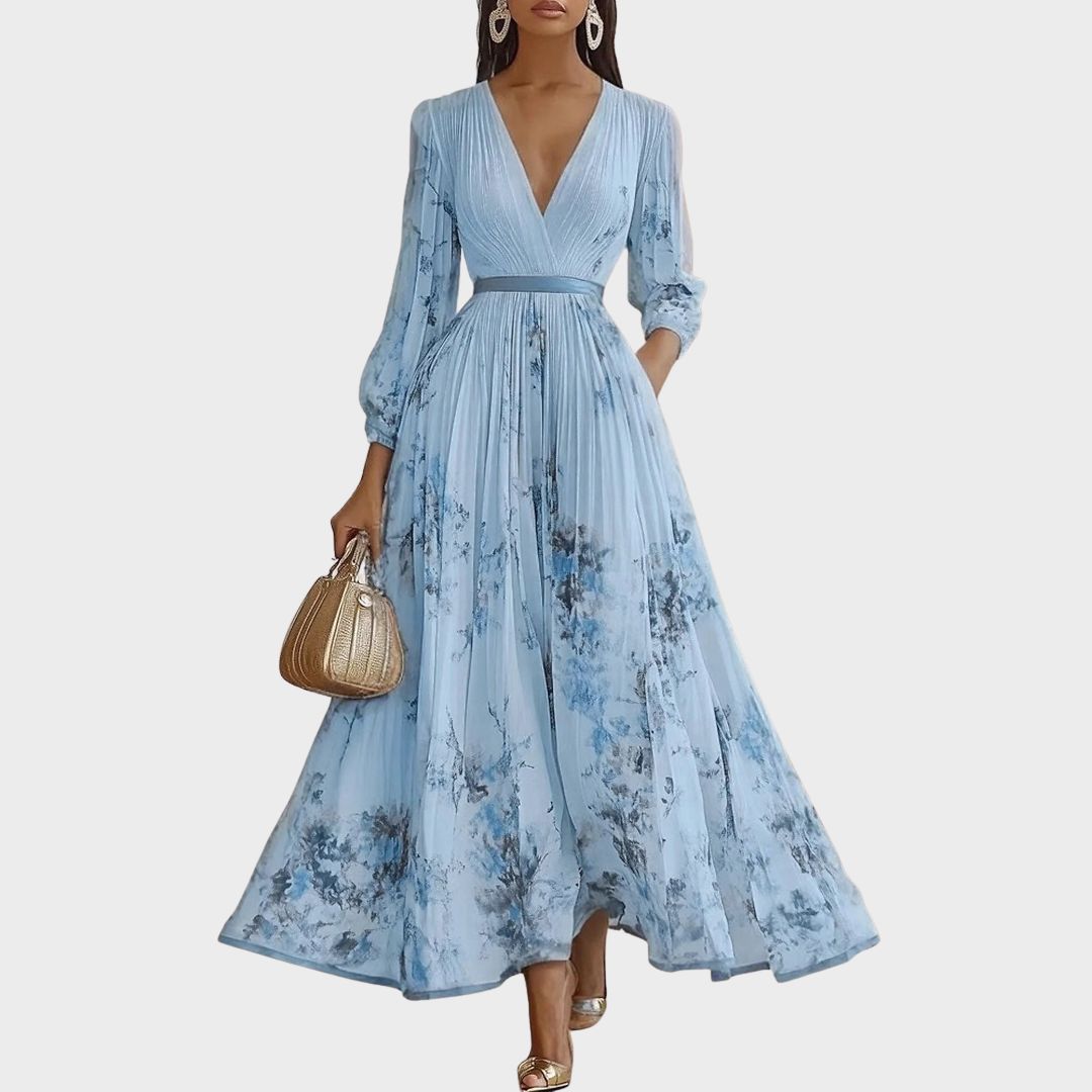 CHIARA - Elegante vestito lungo plissettato