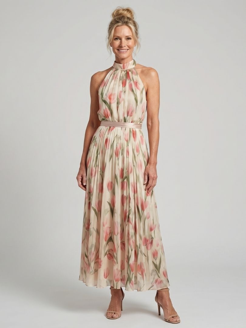Aurelia™ | Vestito Midi Floreale con Scollo Halter