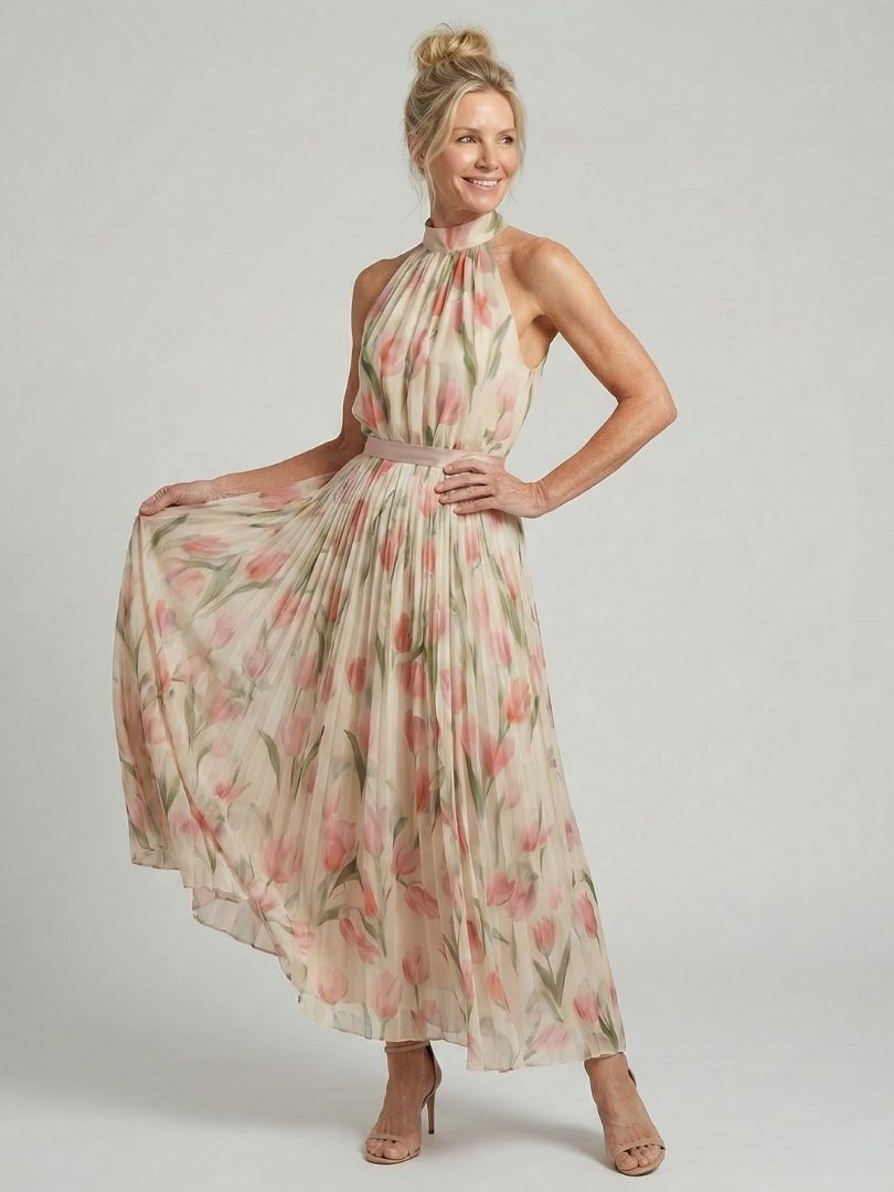 Aurelia™ | Vestito Midi Floreale con Scollo Halter