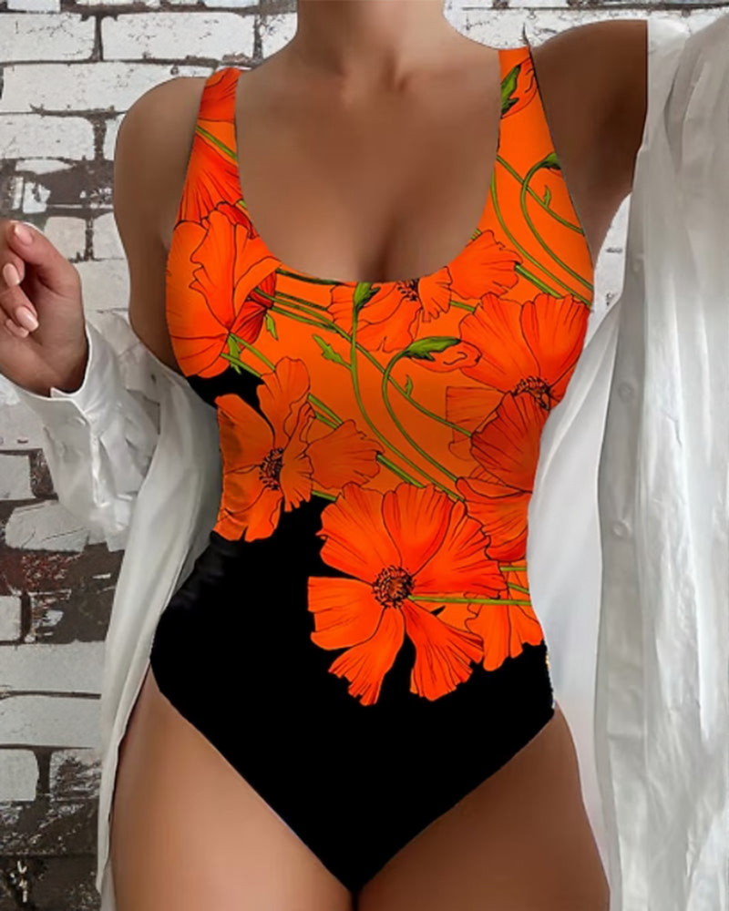 Bruna - Costume Intero Elegante con Motivo Floreale
