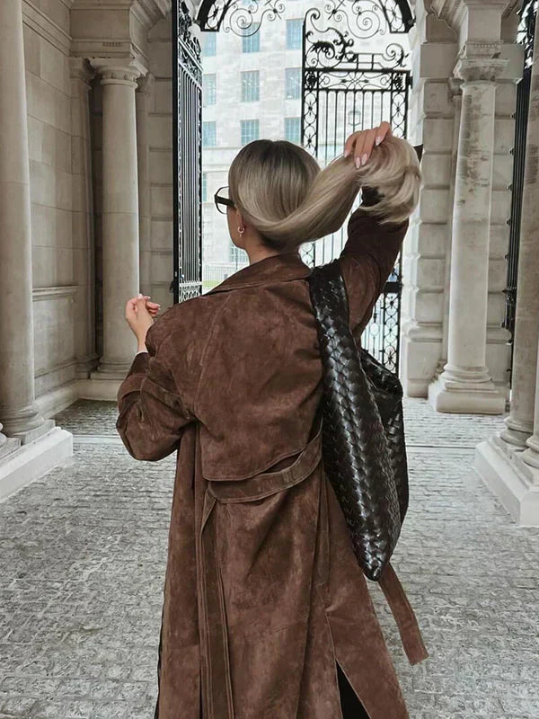 Olivia - Cappotto Trench Classico in Camoscio