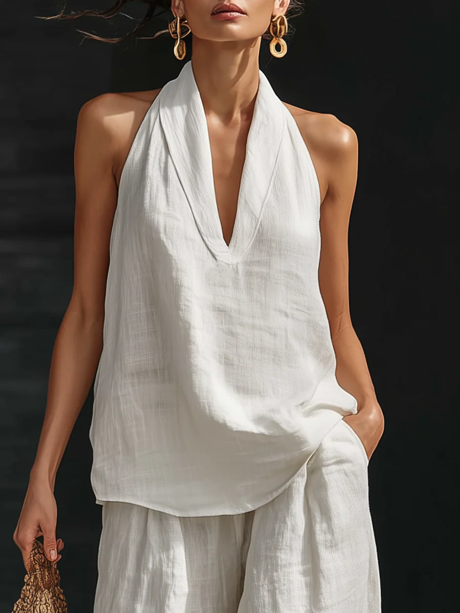 Chiara - Completo senza maniche con pantaloni ampi