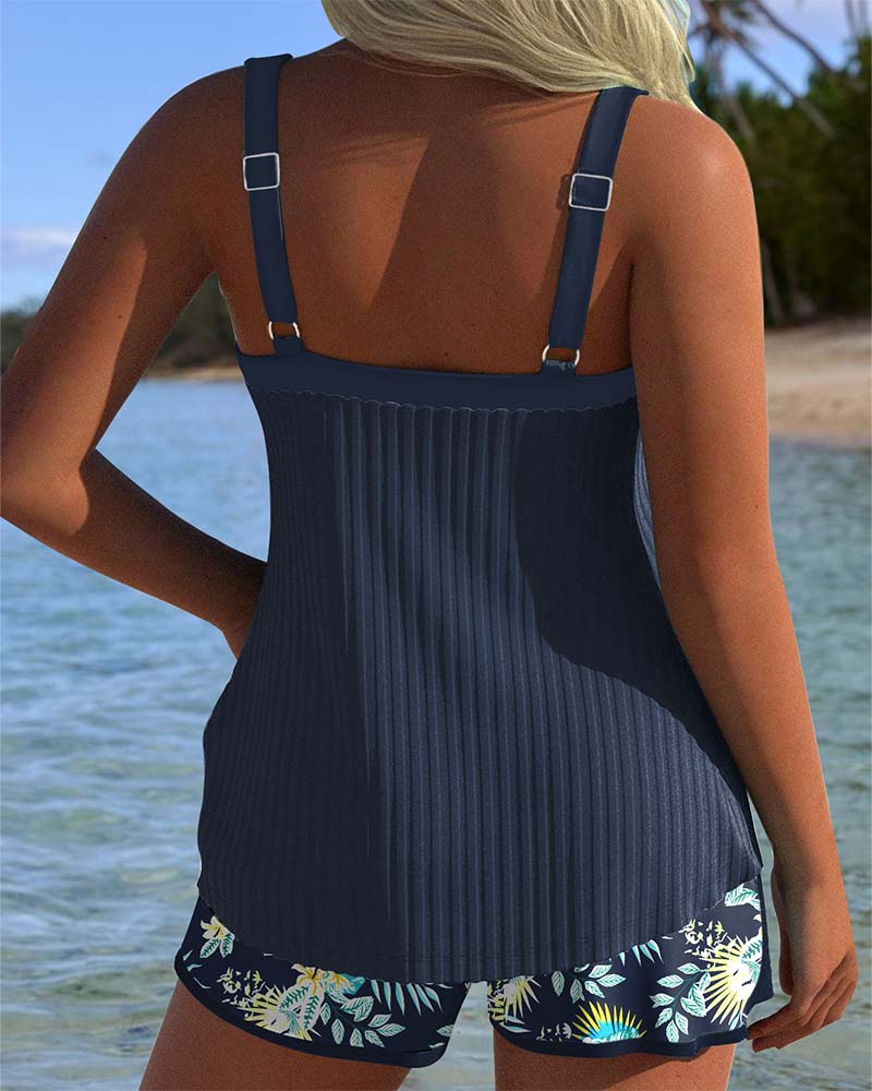 Agata - Tankini a Righe con Short da Spiaggia