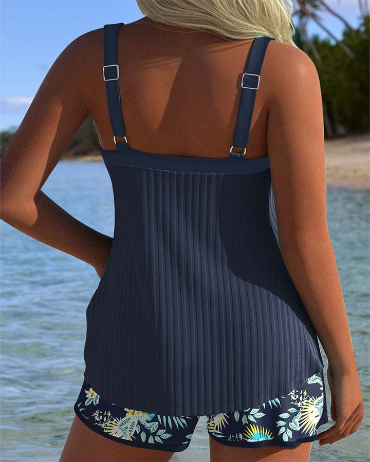 Agata - Tankini a Righe con Short da Spiaggia