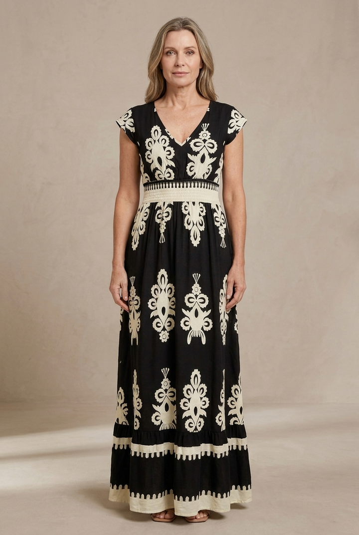 Candela™ | Maxi Abito Baroque con Scollo a V