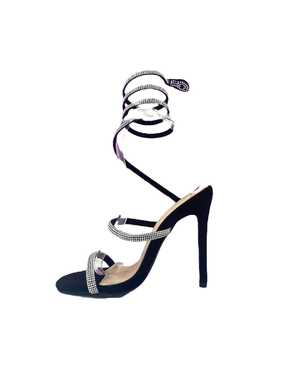 Sera Glam – Sandalo Donna Tacco a Spillo, Punta con Strass, Colore Nero