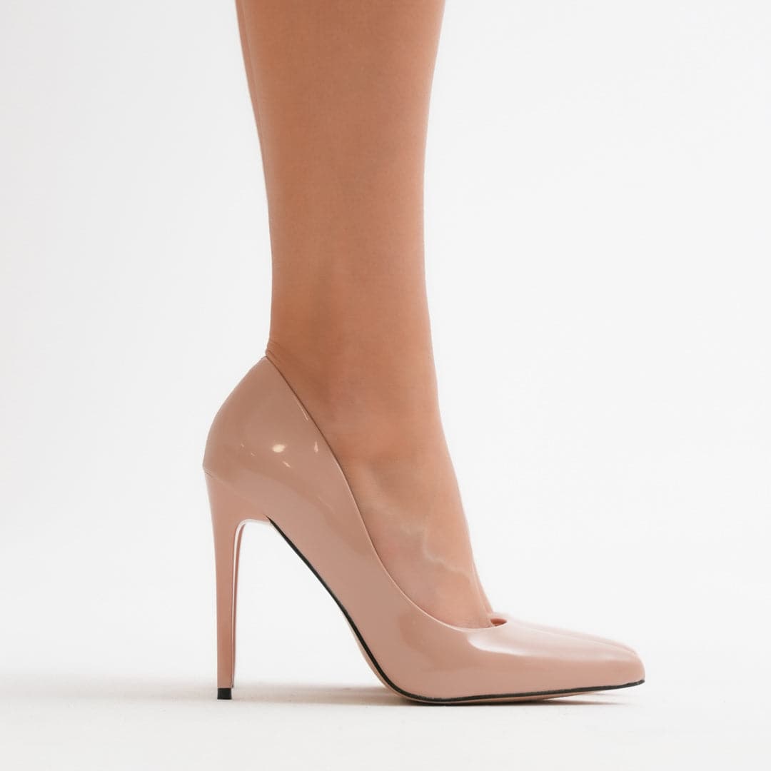 Bellezza Chic – Scarpe Eleganti Donna, Tacco Sottile, Finitura Lucida, Cipria