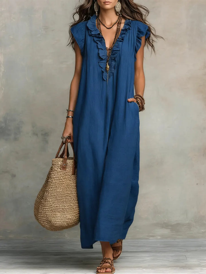 Camelia™ | Abito Lungo Boho in Lino e Cotone