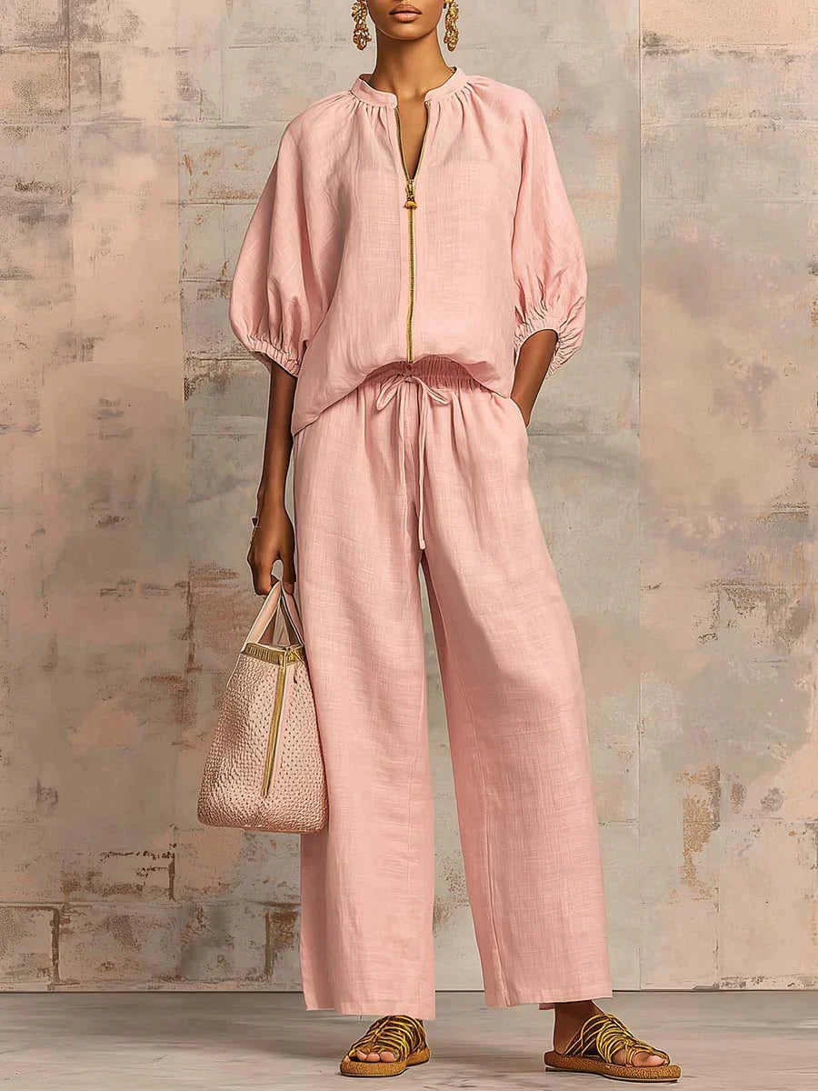 Alba - Insieme Due Pezzi: Camicia Rilassata e Pantalone a Gamba Larga