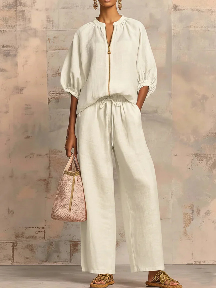 Alba - Insieme Due Pezzi: Camicia Rilassata e Pantalone a Gamba Larga
