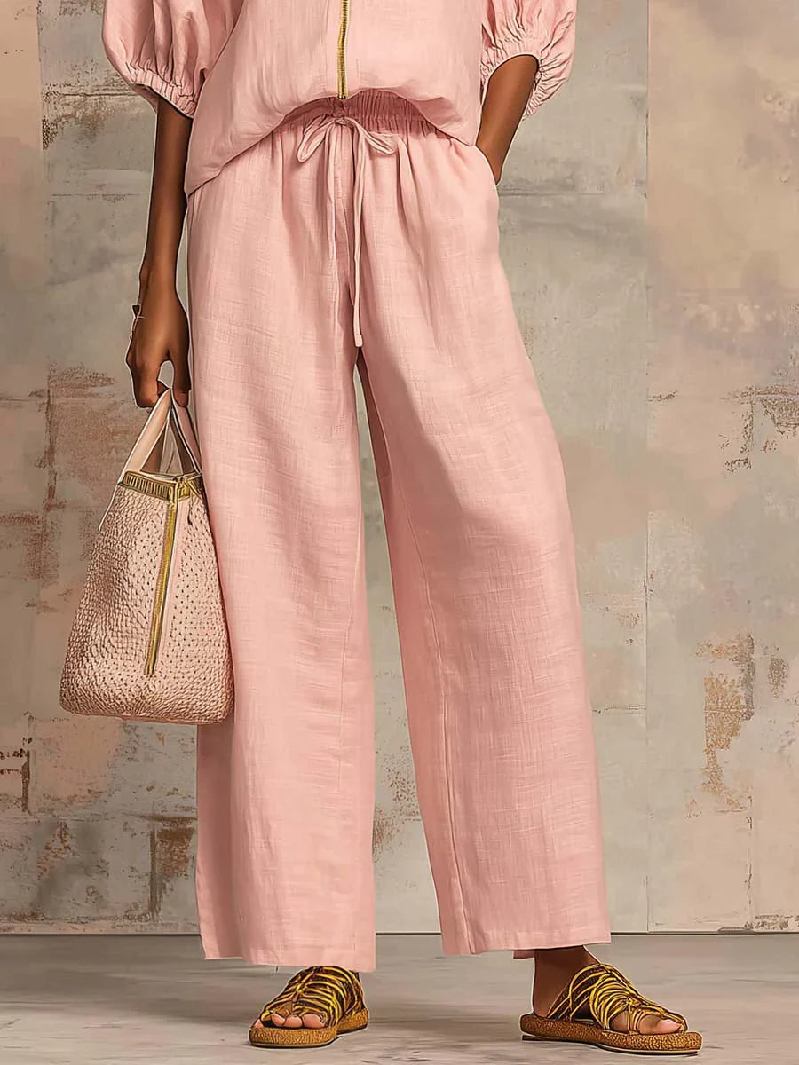 Alba - Insieme Due Pezzi: Camicia Rilassata e Pantalone a Gamba Larga