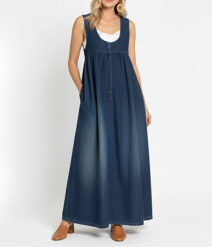 Carla - Abito maxi denim lavaggio vintage