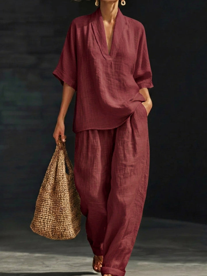 Beatrice™ | Coordinato in Cotone e Lino Artistico