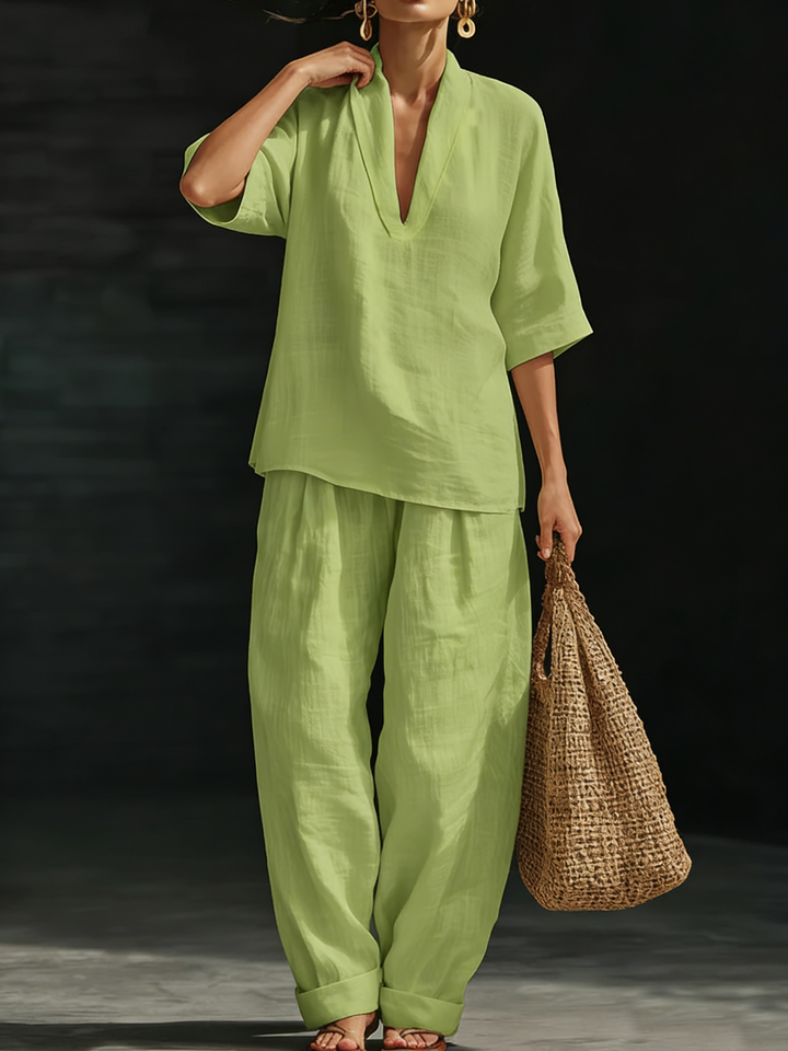 Beatrice™ | Coordinato in Cotone e Lino Artistico