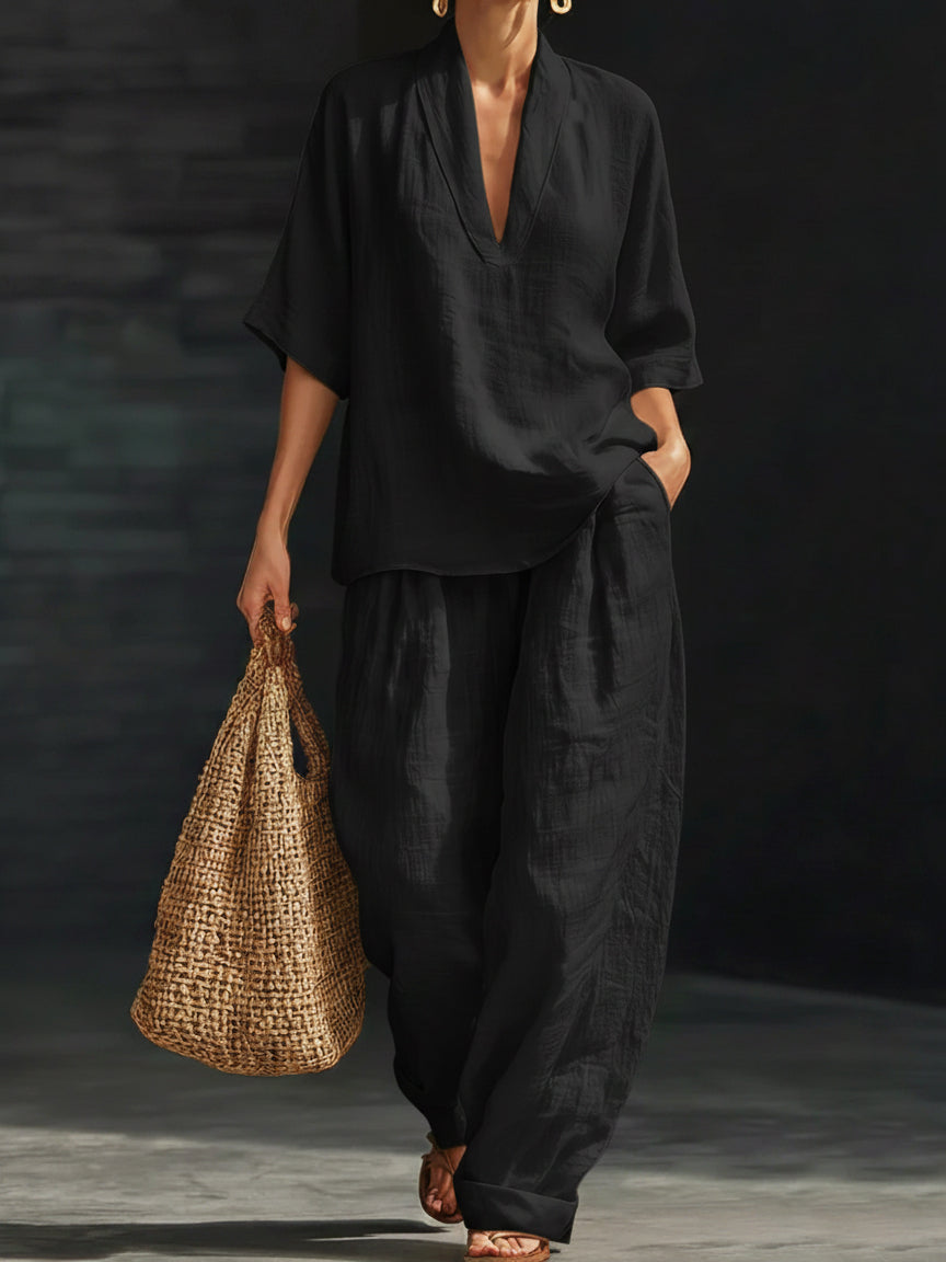 Beatrice™ | Coordinato in Cotone e Lino Artistico