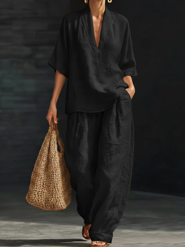 Beatrice™ | Coordinato in Cotone e Lino Artistico