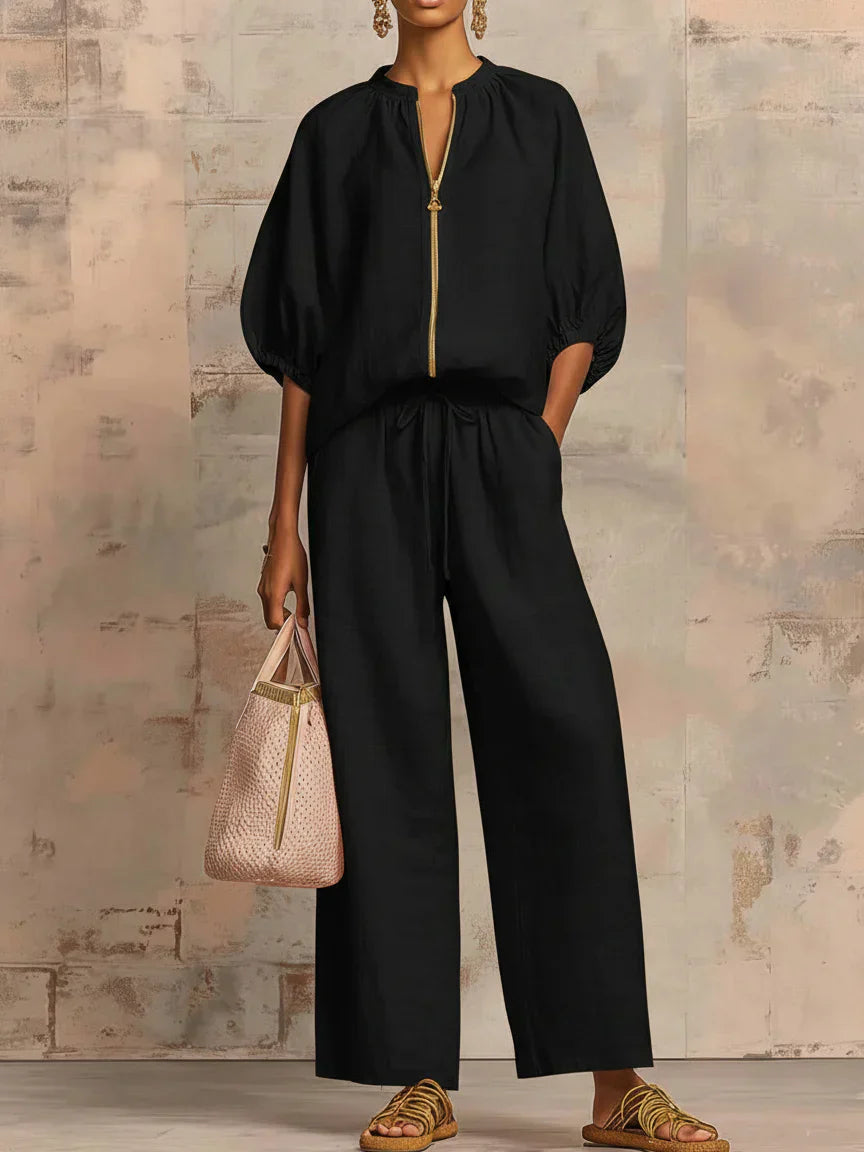 Alba - Insieme Due Pezzi: Camicia Rilassata e Pantalone a Gamba Larga