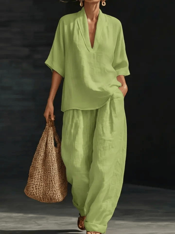 Beatrice™ | Coordinato in Cotone e Lino Artistico