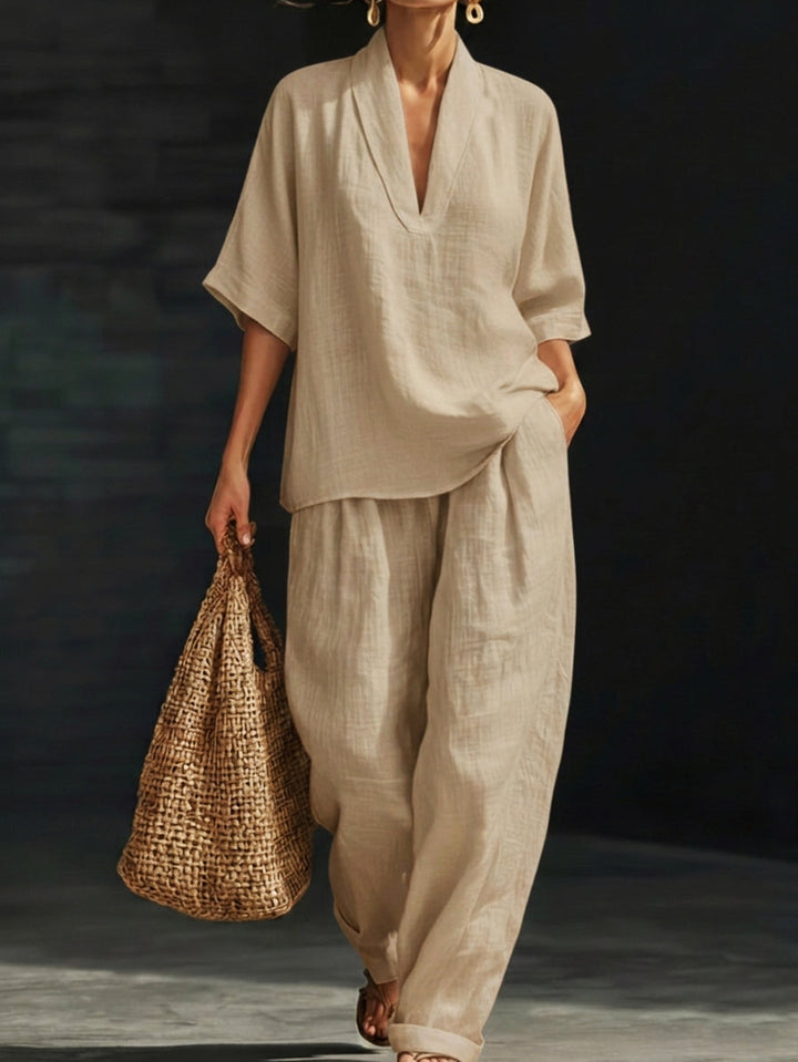 Beatrice™ | Coordinato in Cotone e Lino Artistico